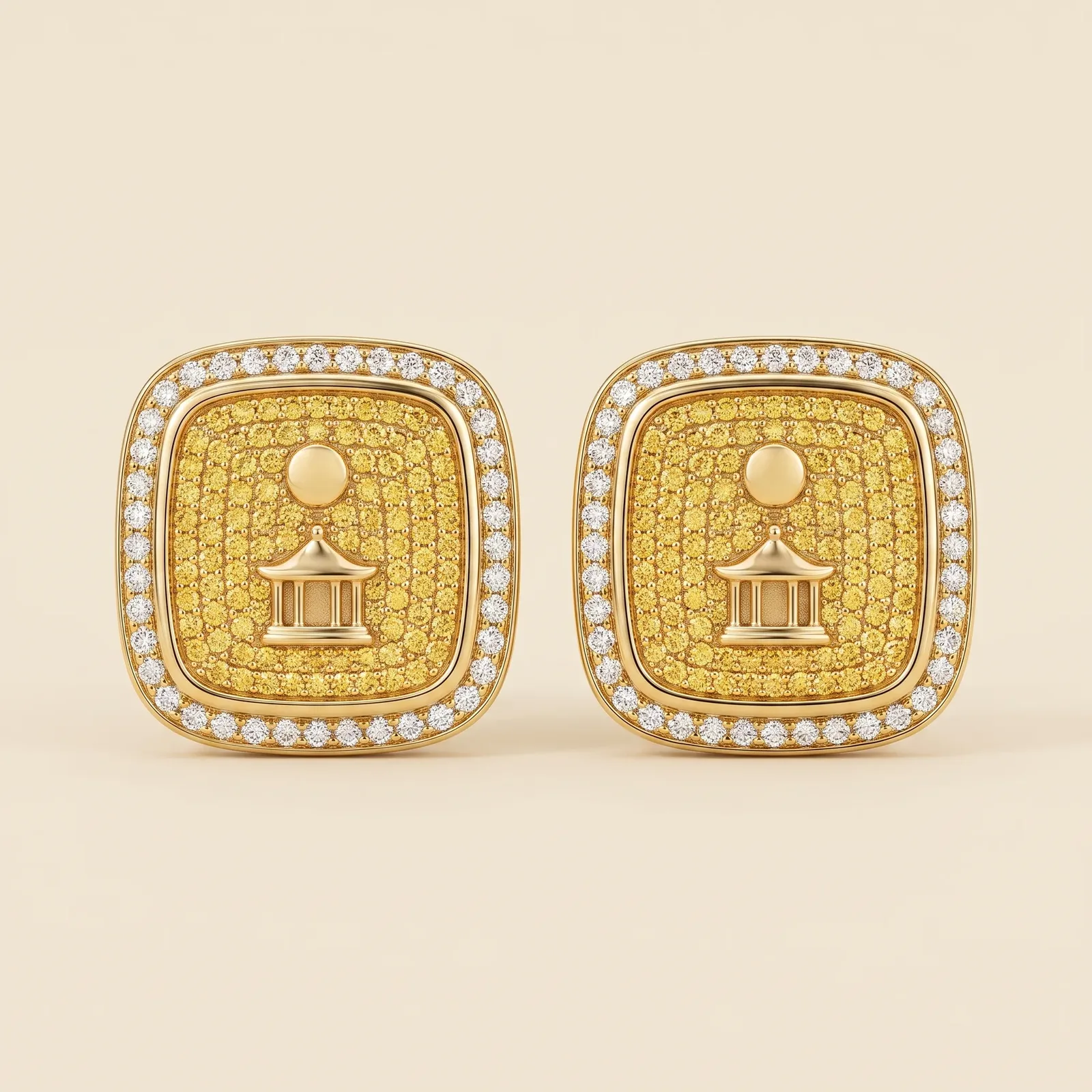 Afsaneh Haft Paykar Yellow Dome Studs