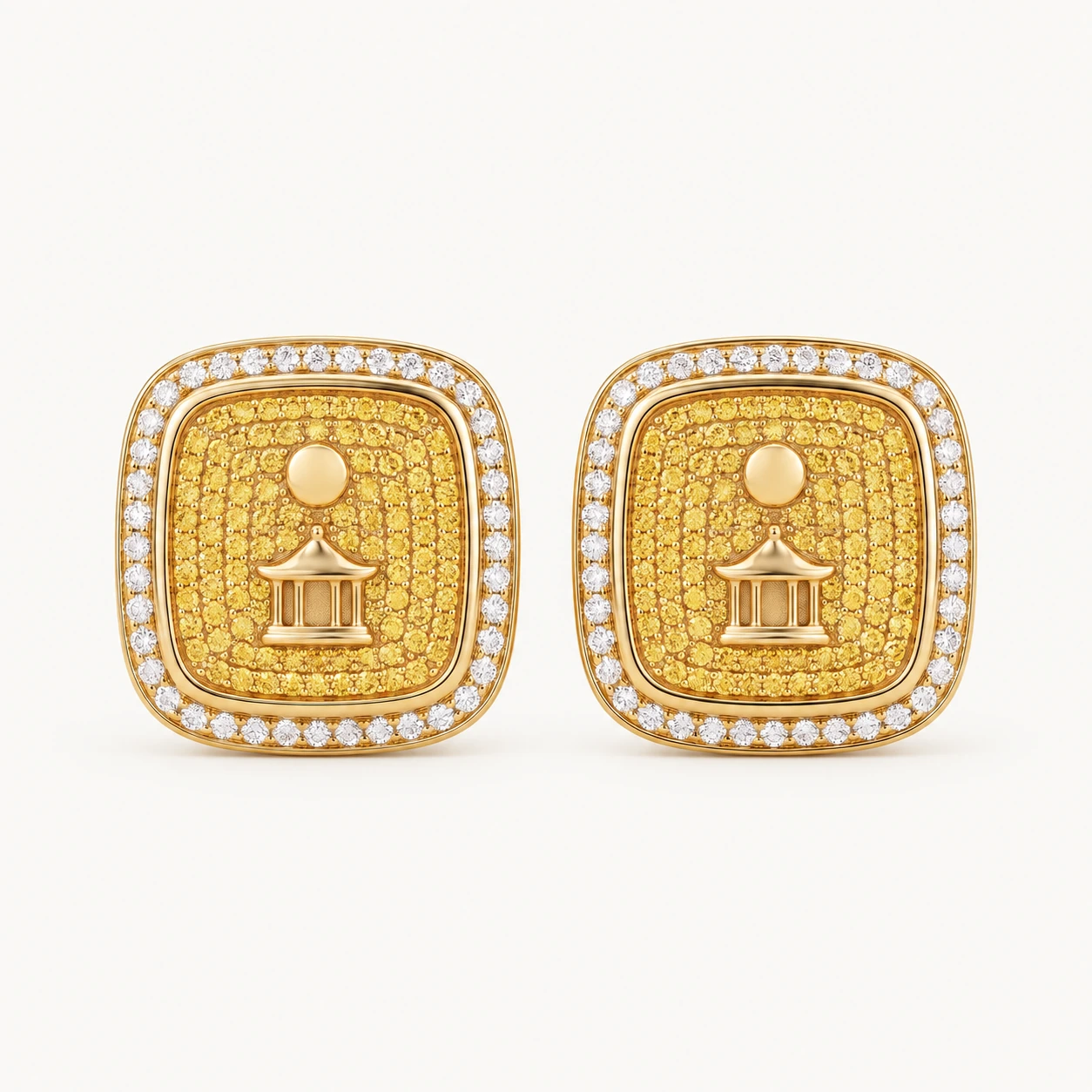 Afsaneh Haft Paykar Yellow Dome Studs