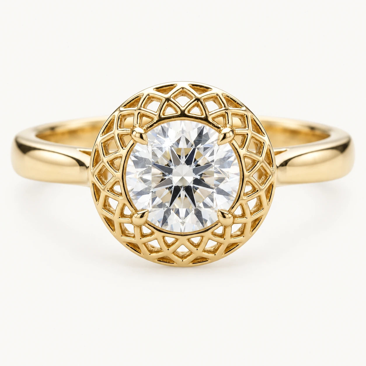Atash - Sacred Fire Lattice Halo Engagement Ring