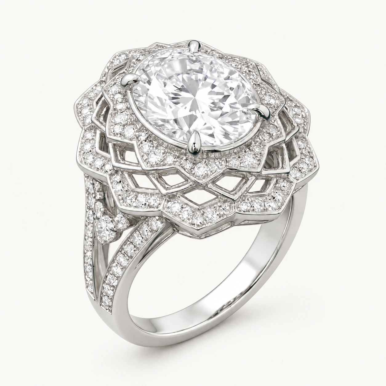 Gol-e Shab Engagement Ring | Diamond Lattice Openwork