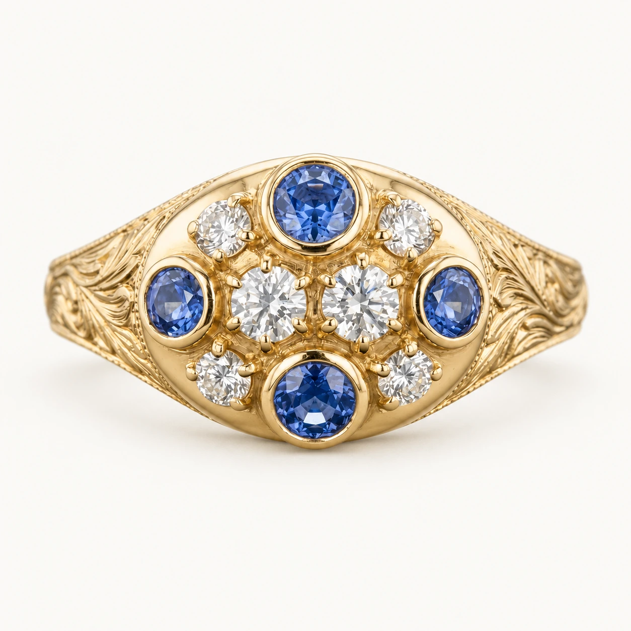 Parveen Engagement Ring | Diamond and Sapphire Star Cluster