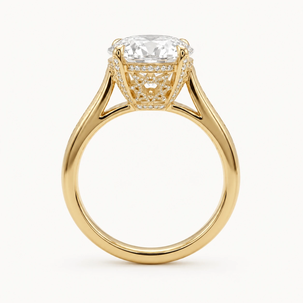Setareh Noor Engagement Ring | Pave Girih Dome Solitaire