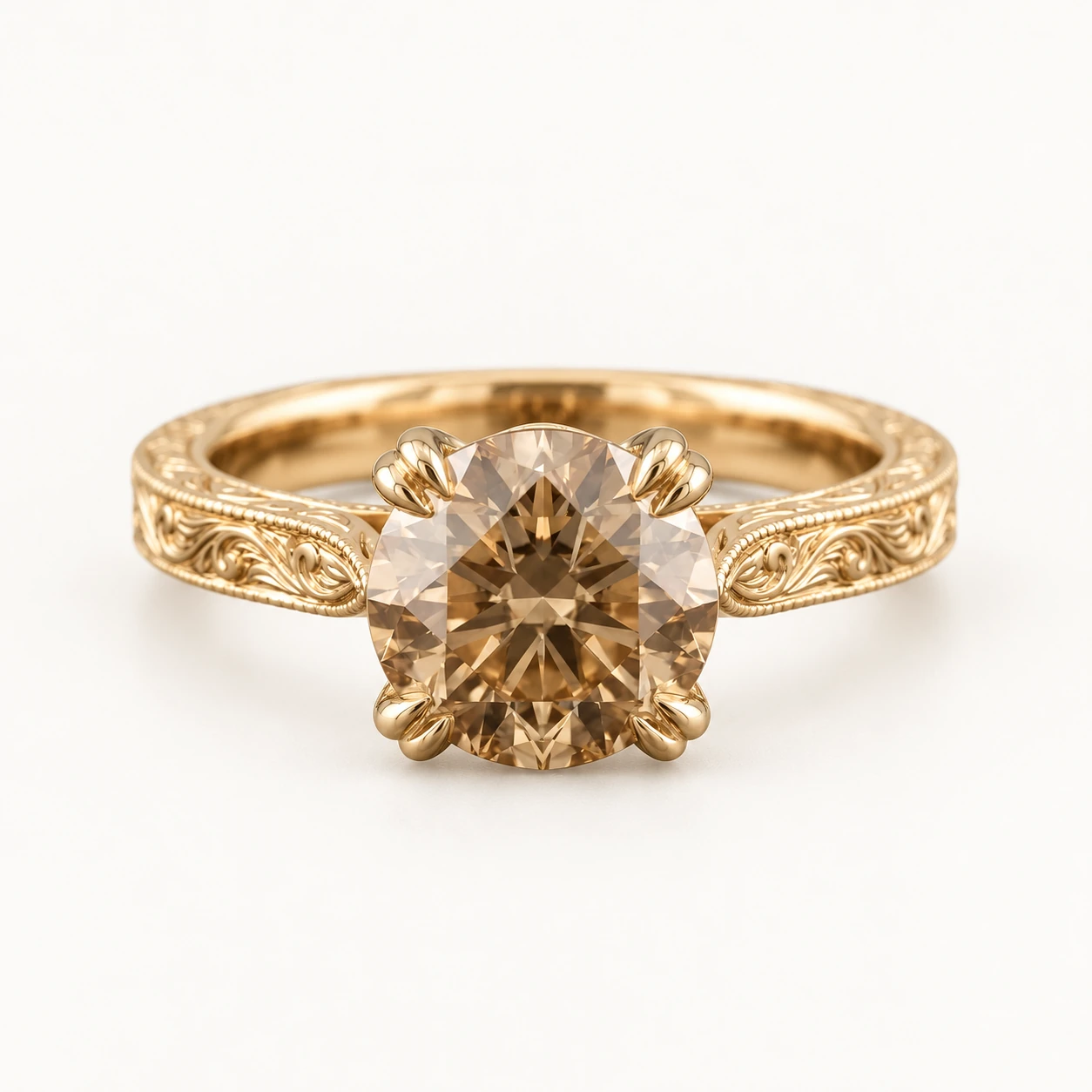 Simin Engagement Ring | Round Brilliant Champagne Diamond
