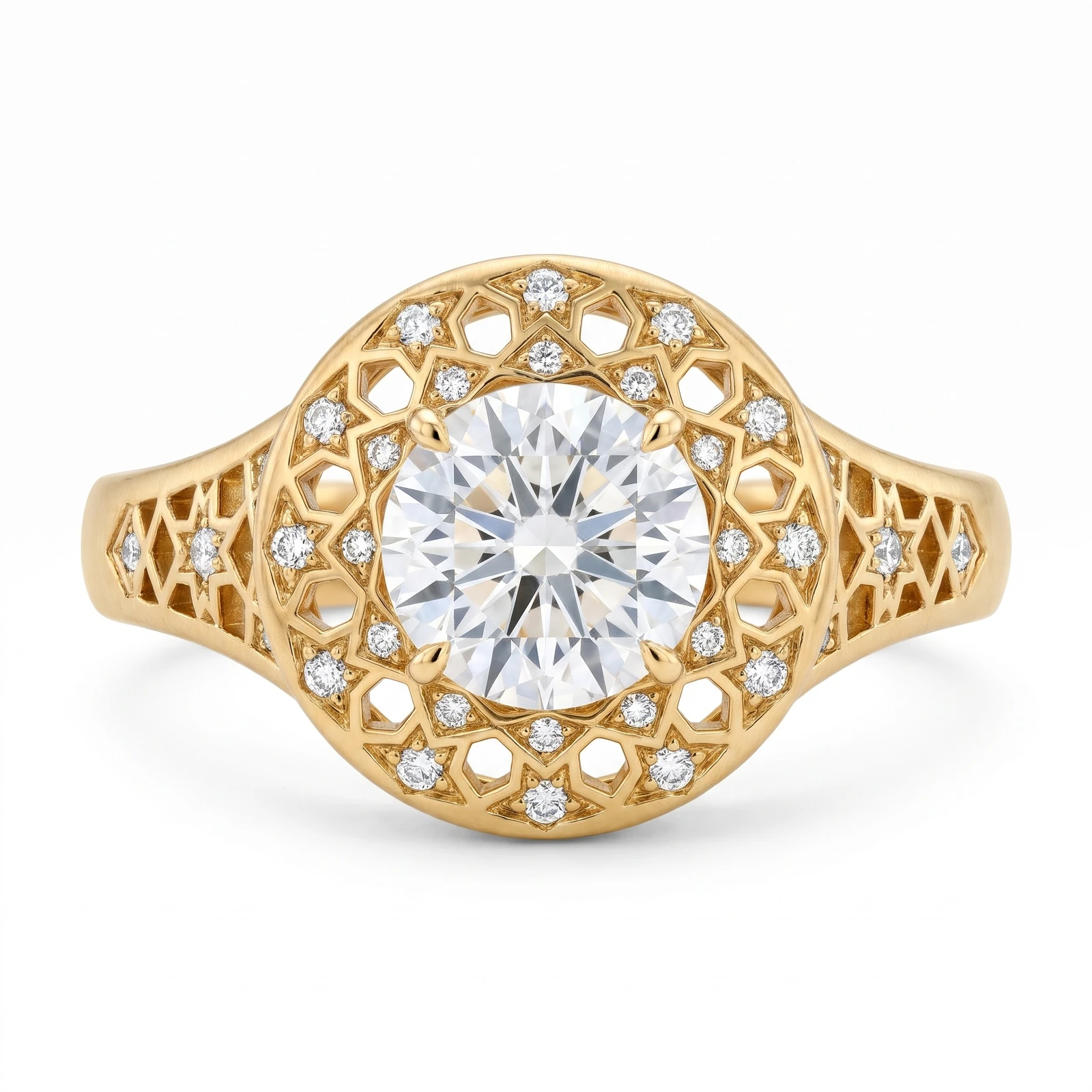Azar Engagement Ring | Diamond Girih Lattice Halo