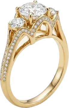 Setareh Eyvan Engagement Ring | Three-Stone Girih Baskets