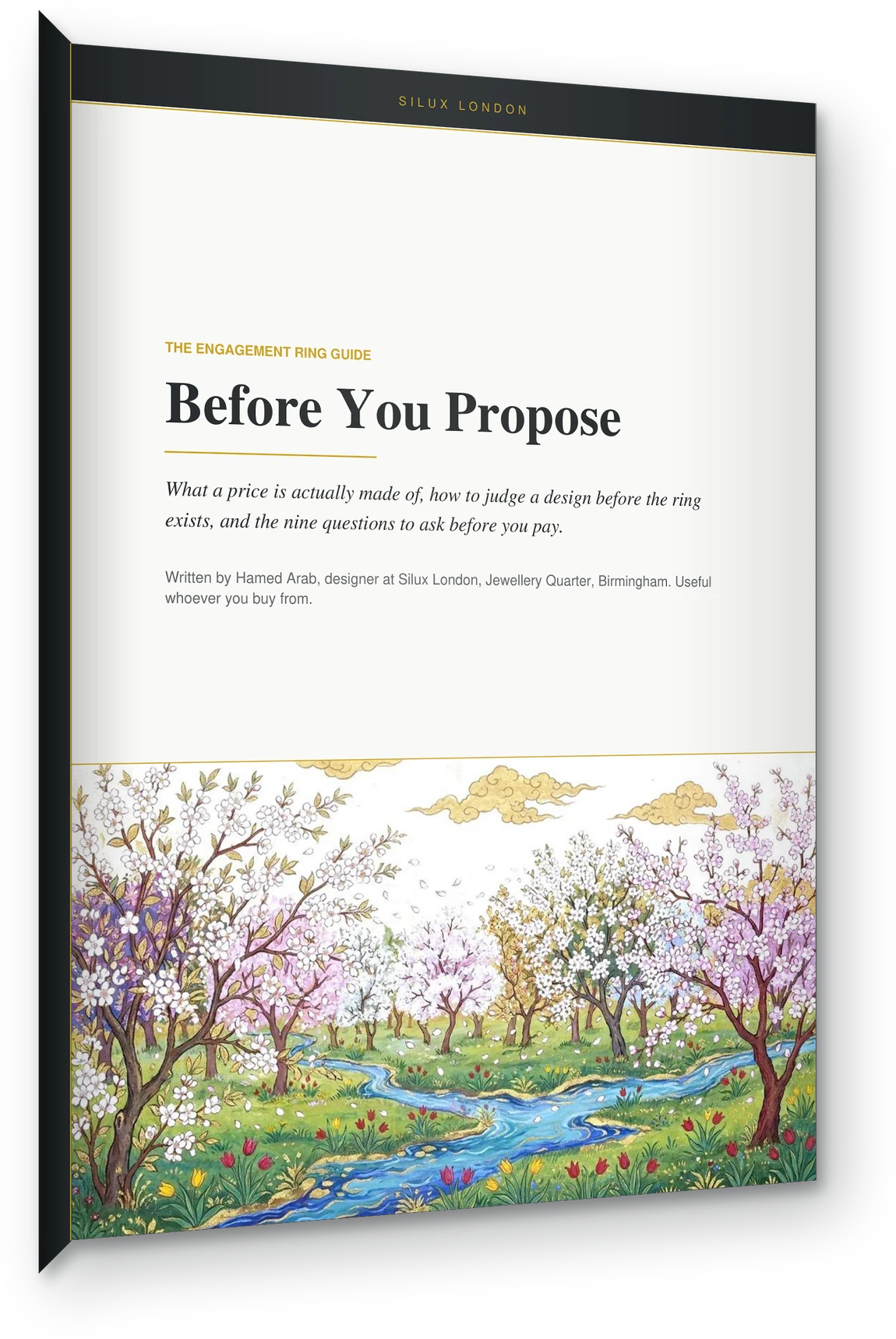 Before You Propose, a 32-page guide from Silux London, shown as a printed book