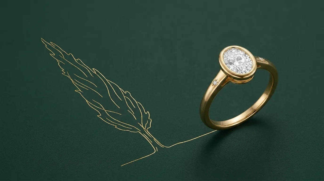 Oval diamond ring beside an engraved cypress line drawing, which diamond shape looks biggest