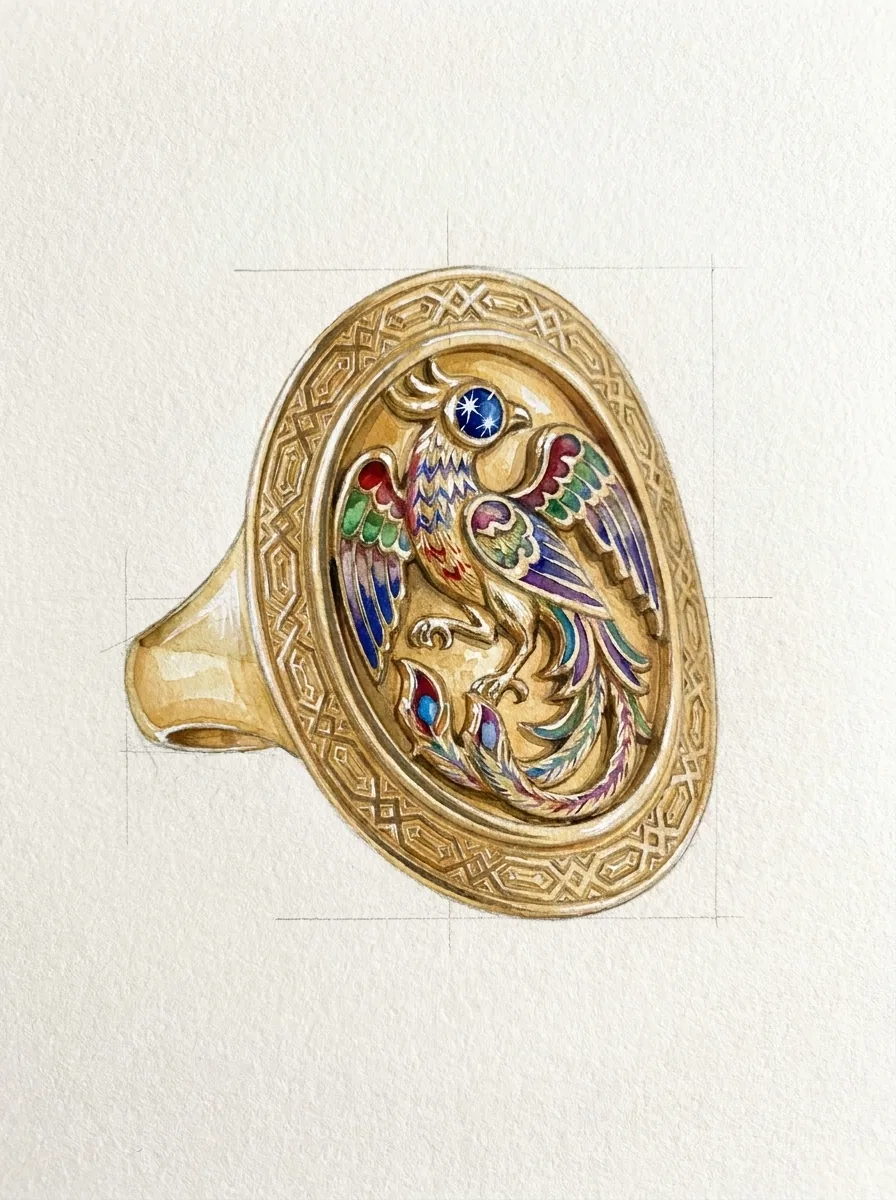 Atelier rendering of the Simurgh Cocktail Ring