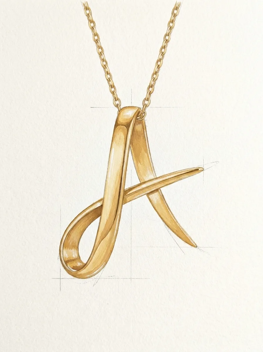 Atelier rendering of the Emza Letter Pendant