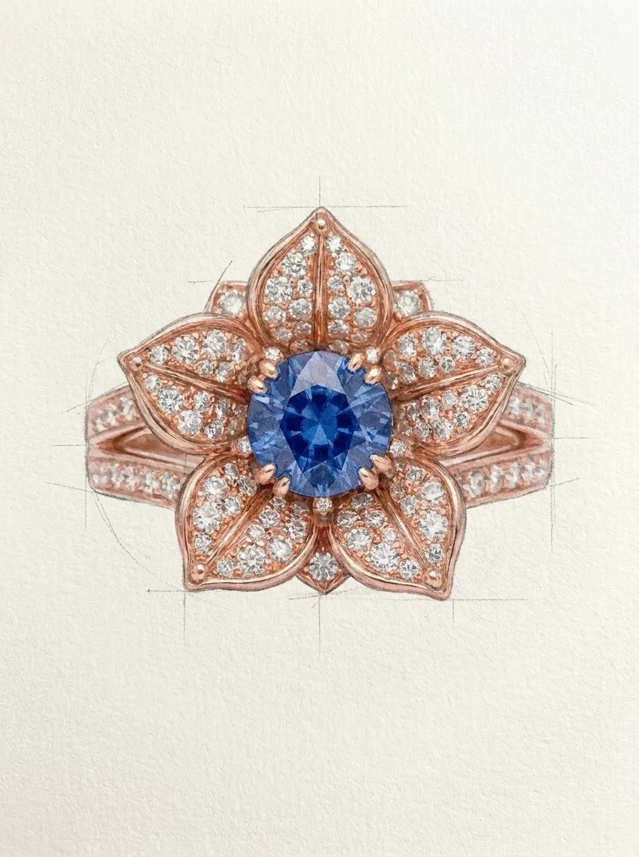 Atelier rendering of the Golnar Engagement Ring