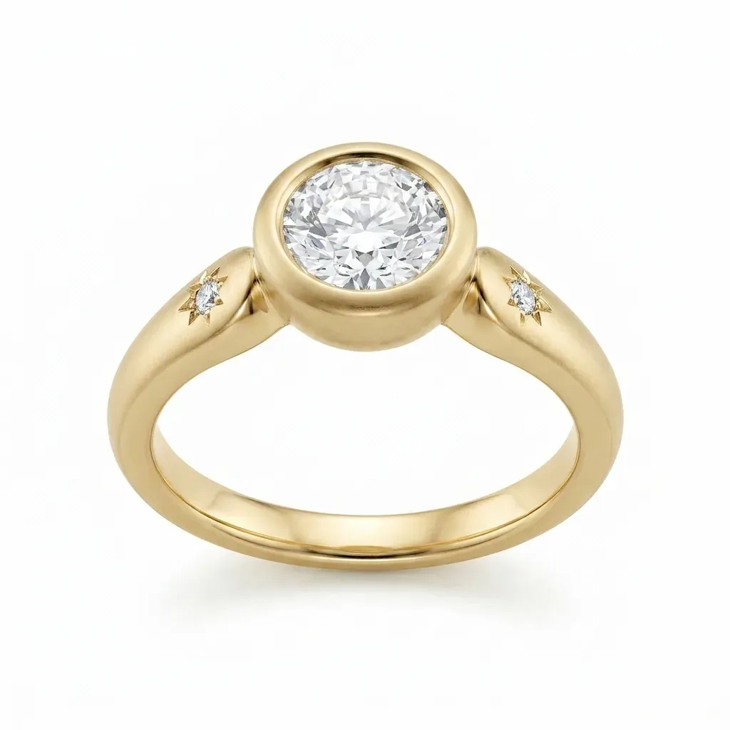 Panah Round Diamond Engagement Ring | Bezel Set Solitaire