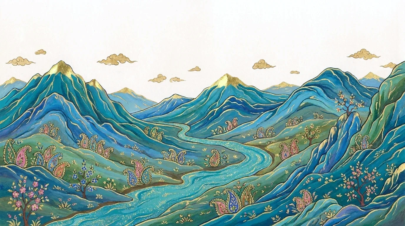 The Firouzeh world, painted in the atelier