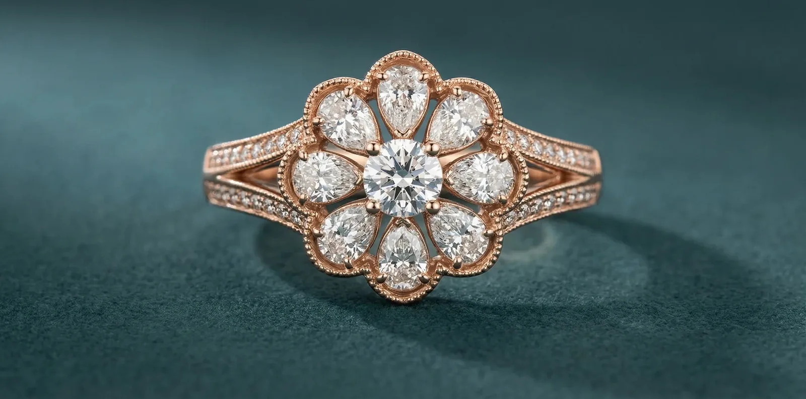 Niloufar Engagement Ring | Round Diamond Water-Lily Halo