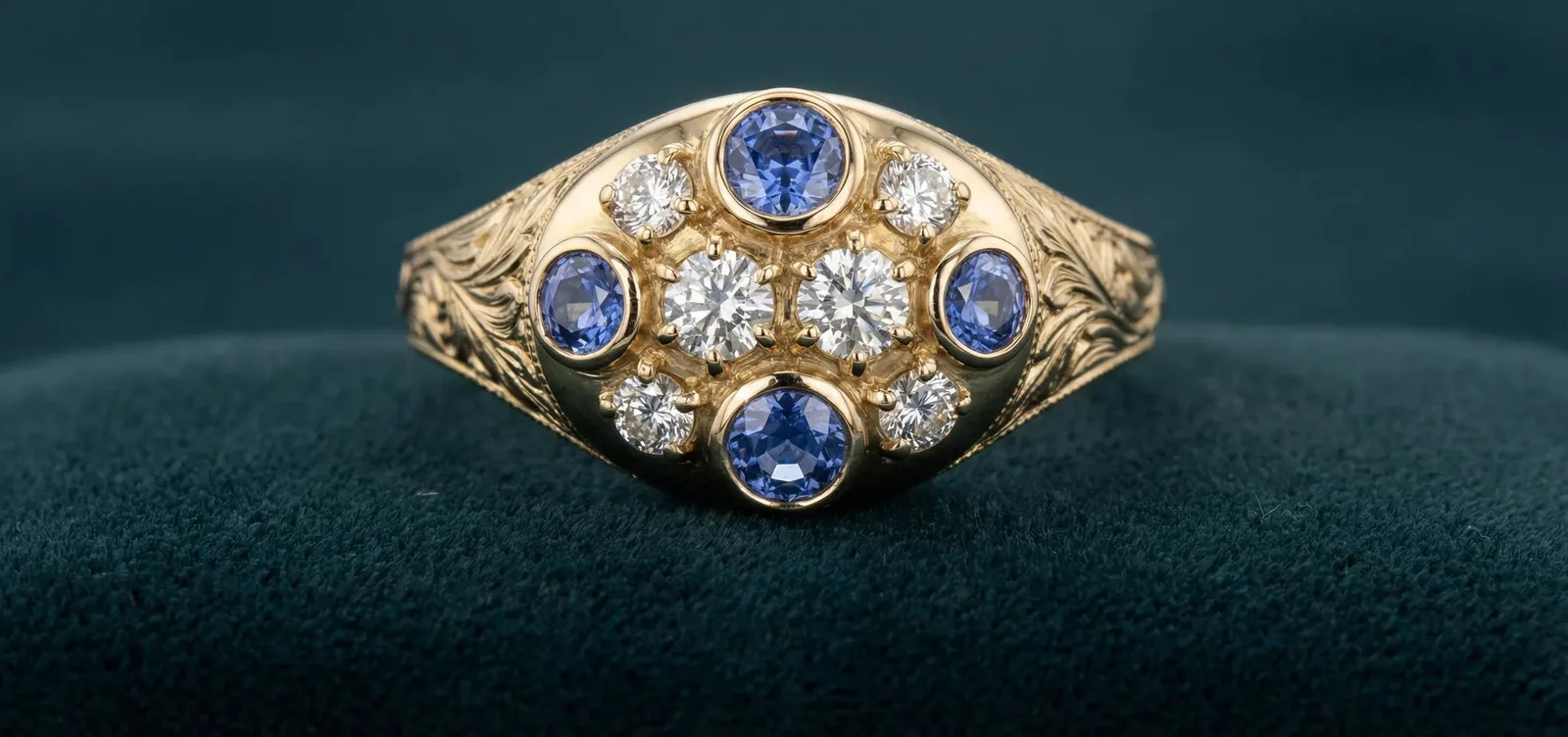 Parveen Engagement Ring | Diamond and Sapphire Star Cluster