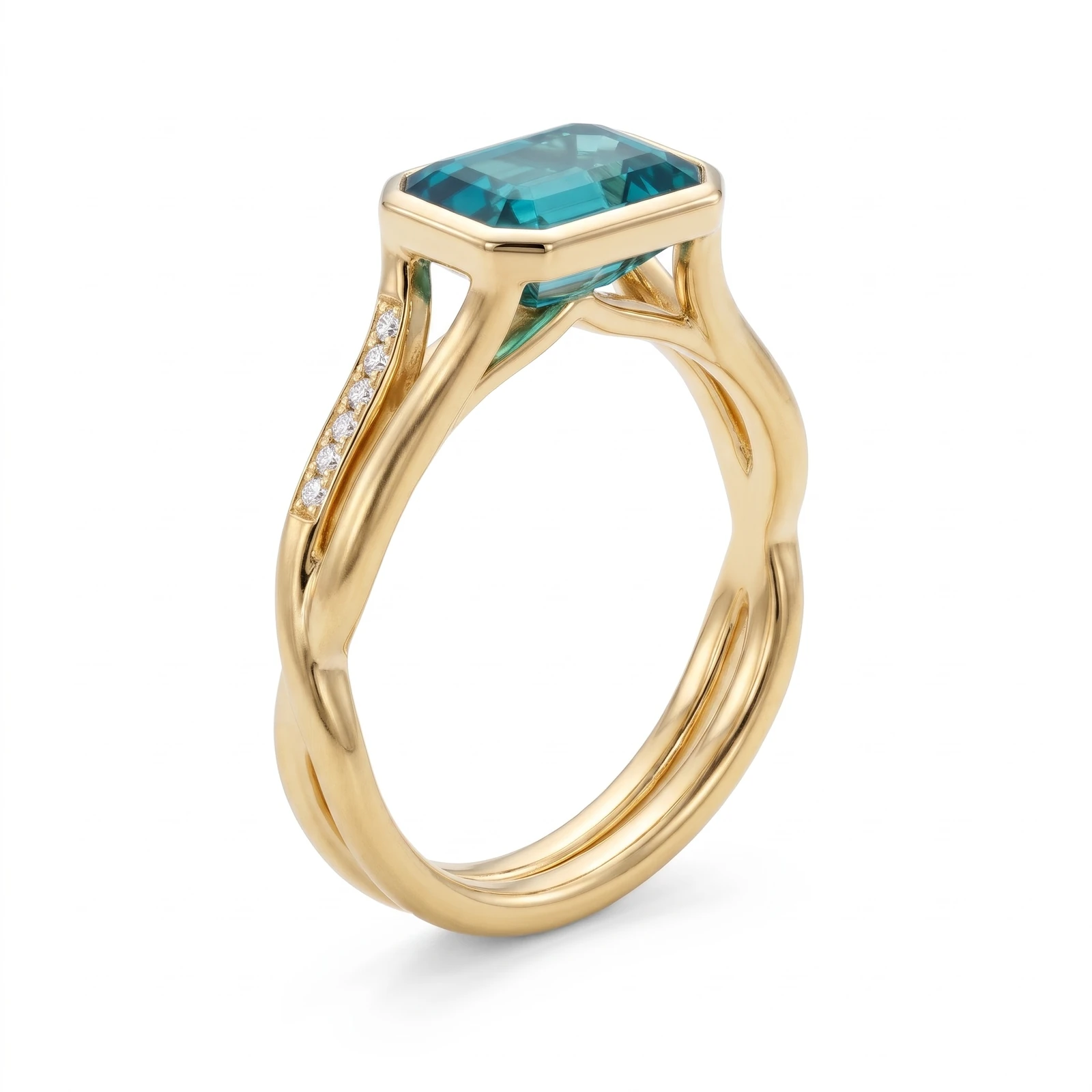 Bustan Pichak Step Cut Engagement Ring | East West Vine Bezel