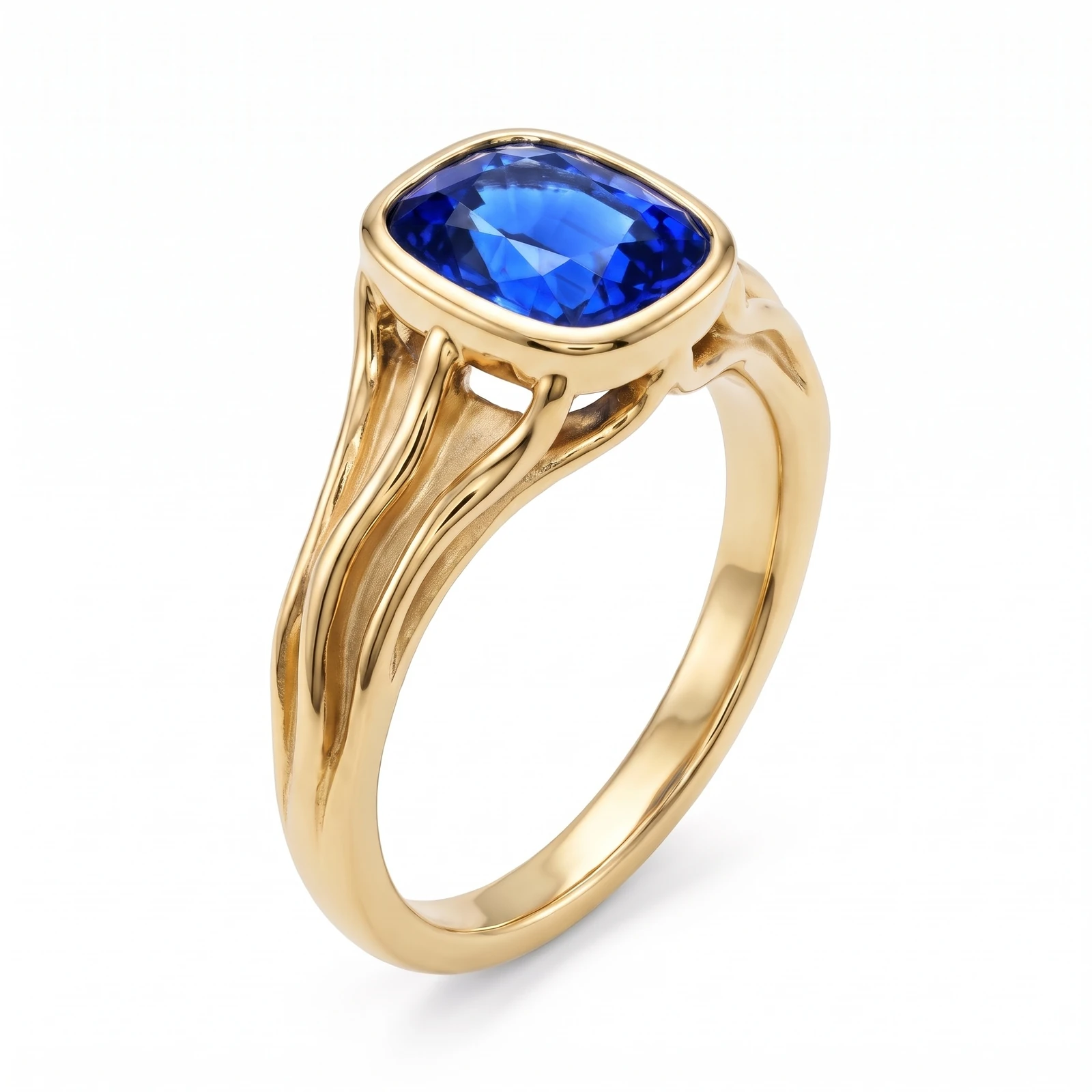 Bustan Risheh Cushion Cut Engagement Ring | Root Shank, Slim Bezel
