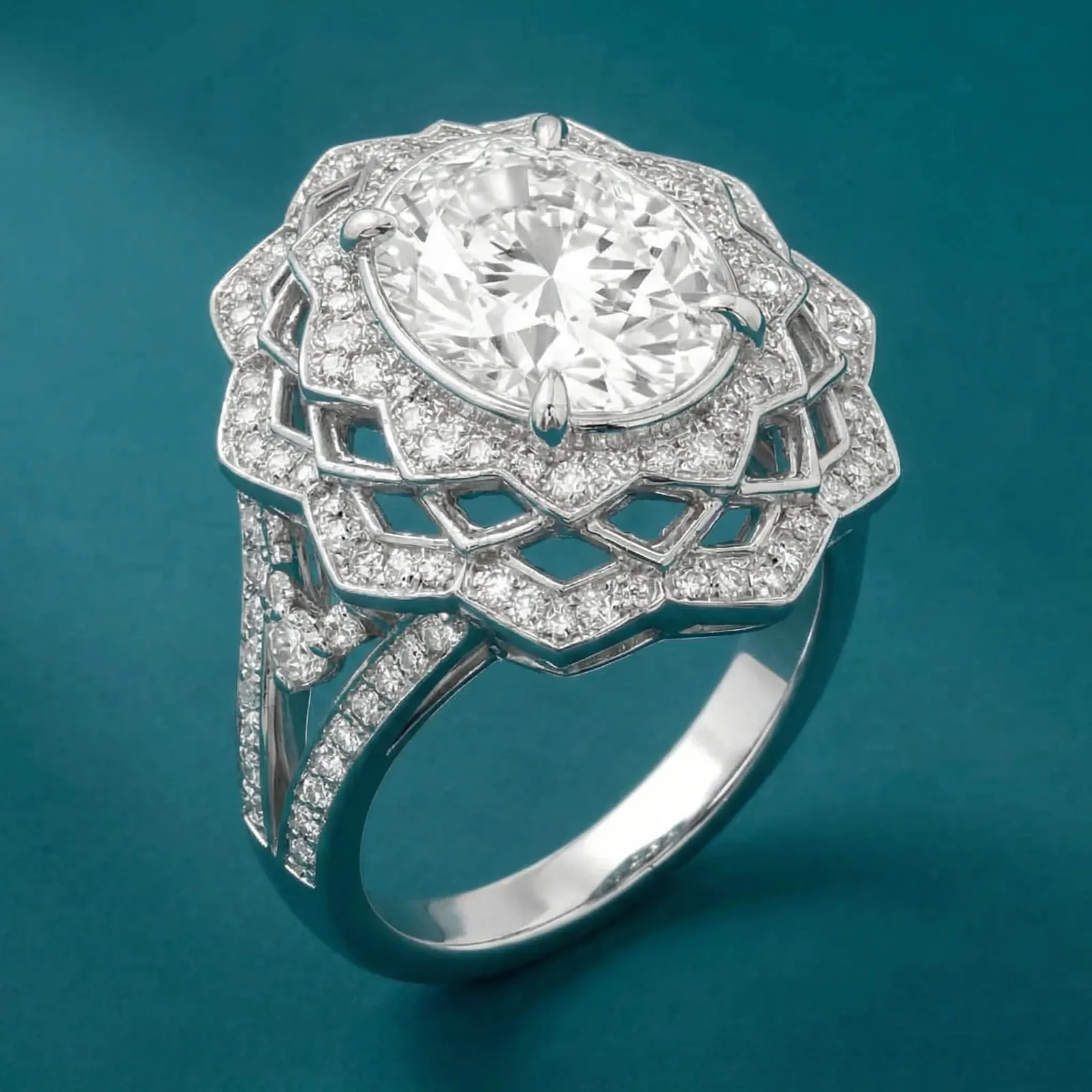 Gol-e Shab Engagement Ring | Diamond Lattice Openwork