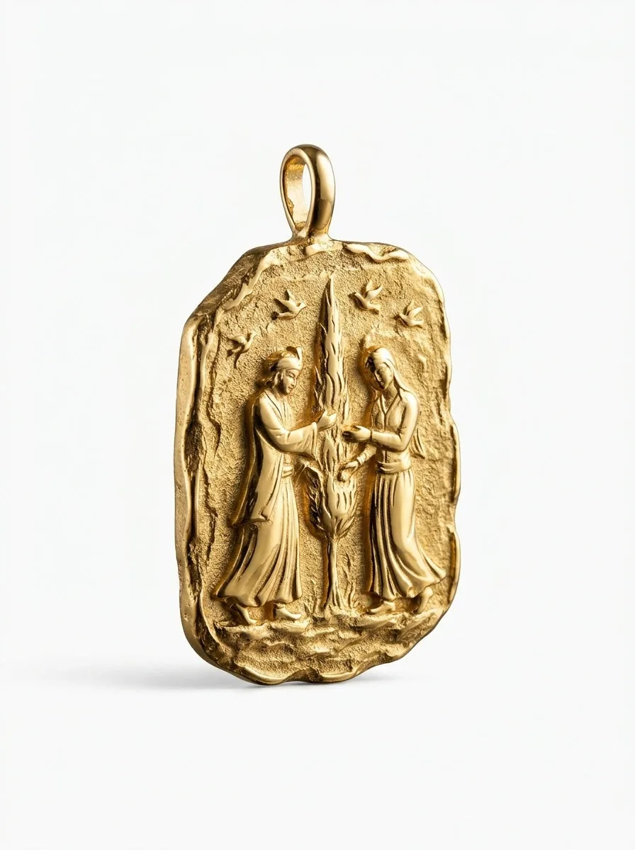 Story Canvas Pendant - 24ct Pure Gold, Persian Garden