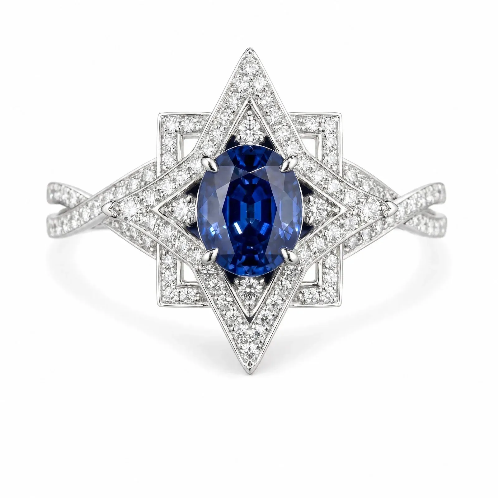 Kohestar Engagement Ring | Sapphire Shamseh Star Setting
