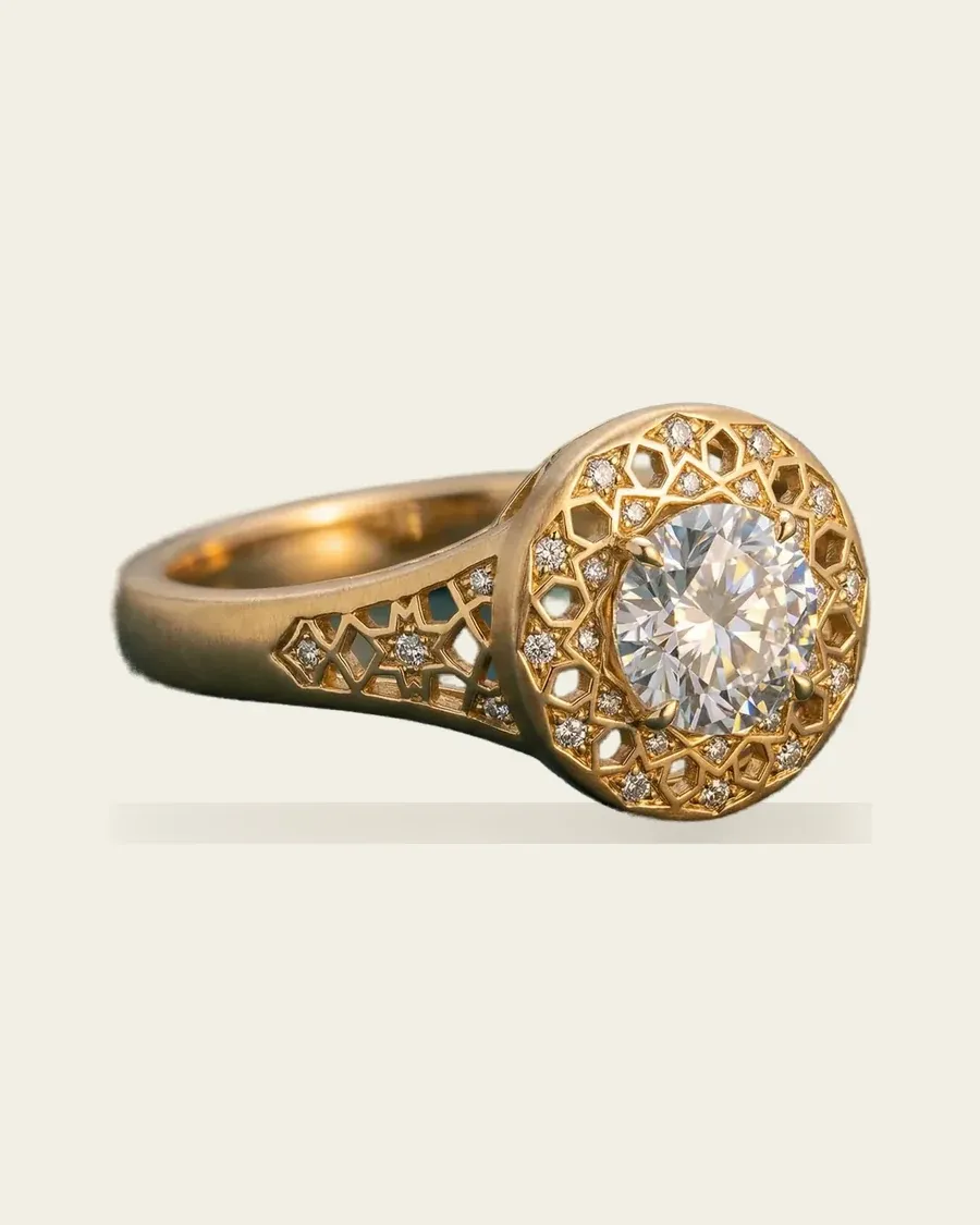 Azar Engagement Ring | Diamond Girih Lattice Halo