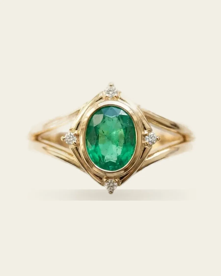 Golestan Chahar Bagh Engagement Ring | Emerald Solitaire