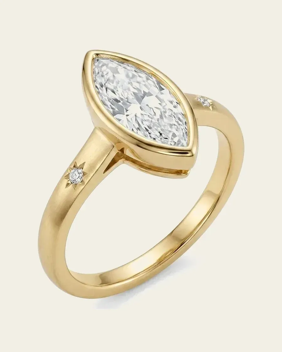 Panah Marquise Diamond Engagement Ring | Bezel Set, Points Protected