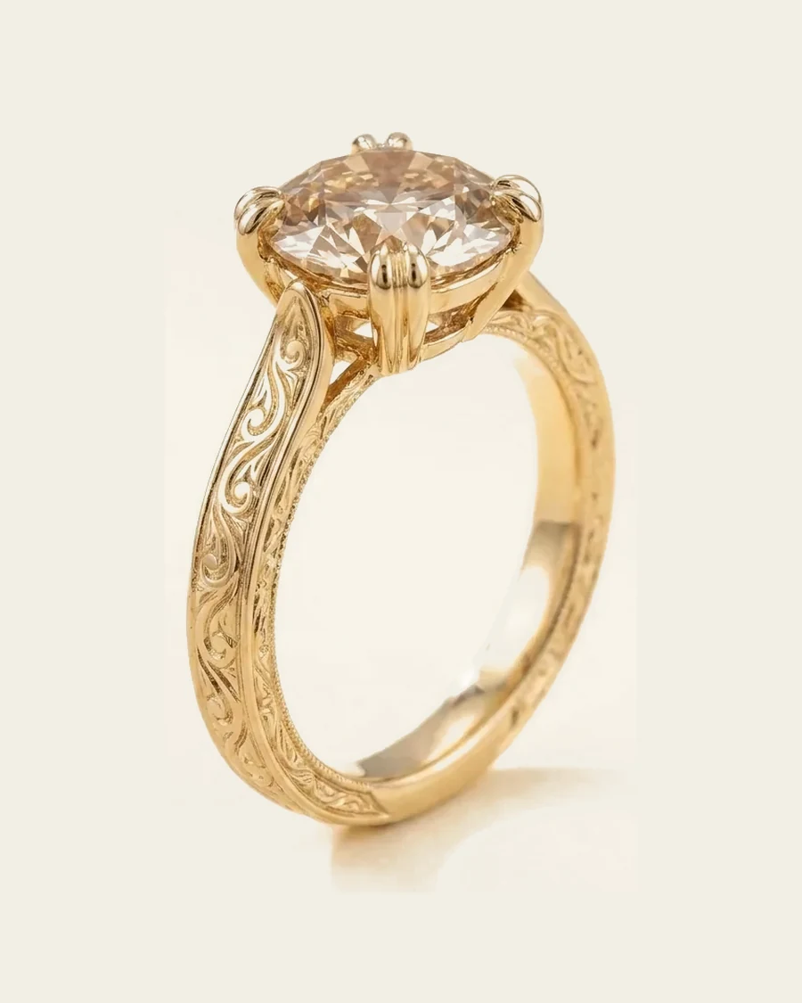 Simin Engagement Ring | Round Brilliant Champagne Diamond