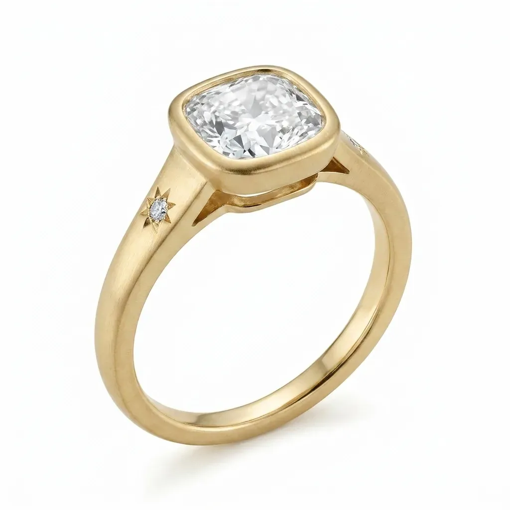 Panah Cushion Cut Engagement Ring | Bezel Set Solitaire