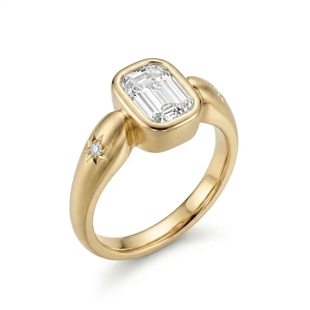 Panah Emerald Cut Engagement Ring | Bezel Set, No Claws