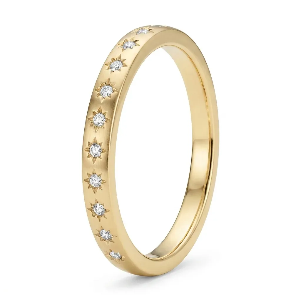 Panah Half Eternity Diamond Wedding Band | 2mm
