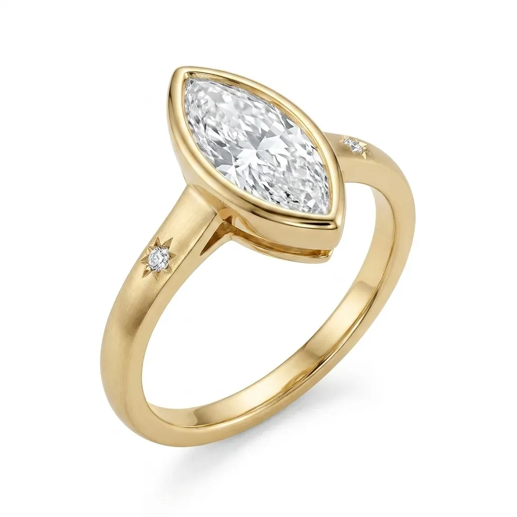 Panah Marquise Diamond Engagement Ring | Bezel Set, Points Protected