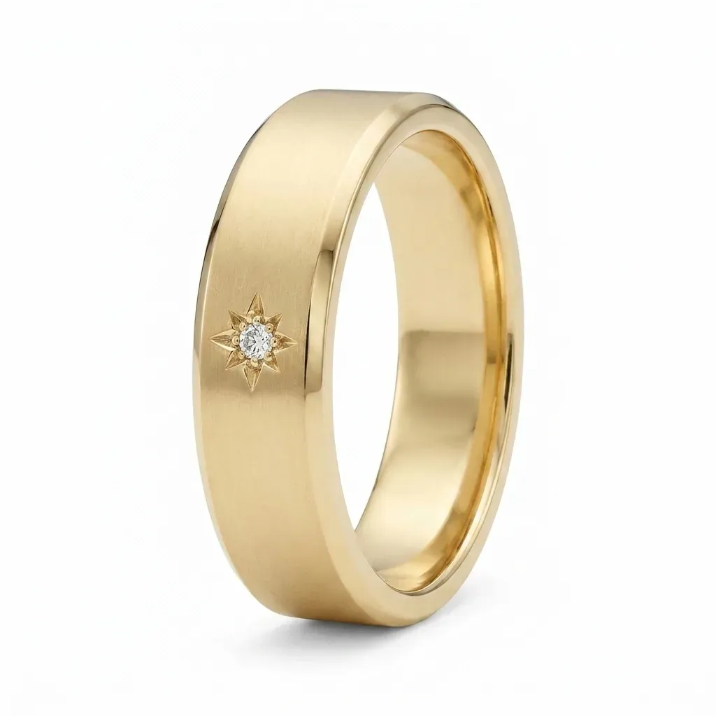 Panah Men's Wedding Band | 5mm Star Set Diamond