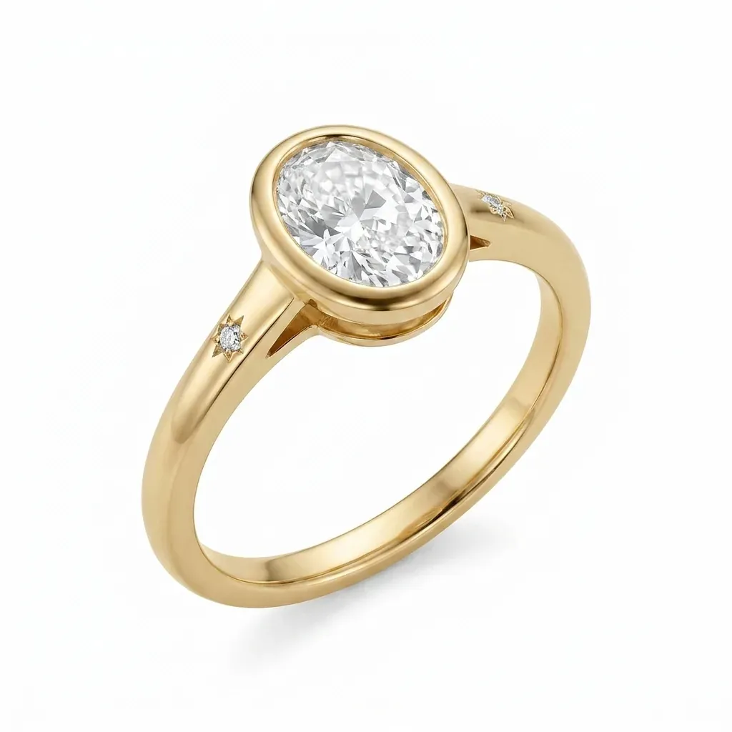 Panah Oval Diamond Engagement Ring | Bezel Set Solitaire