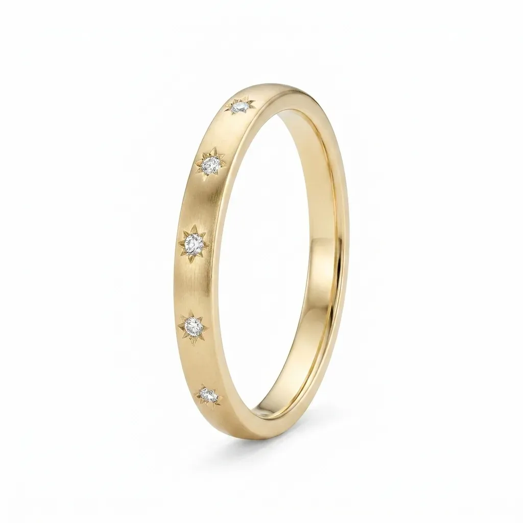 Panah Star Set Diamond Wedding Band | 2mm