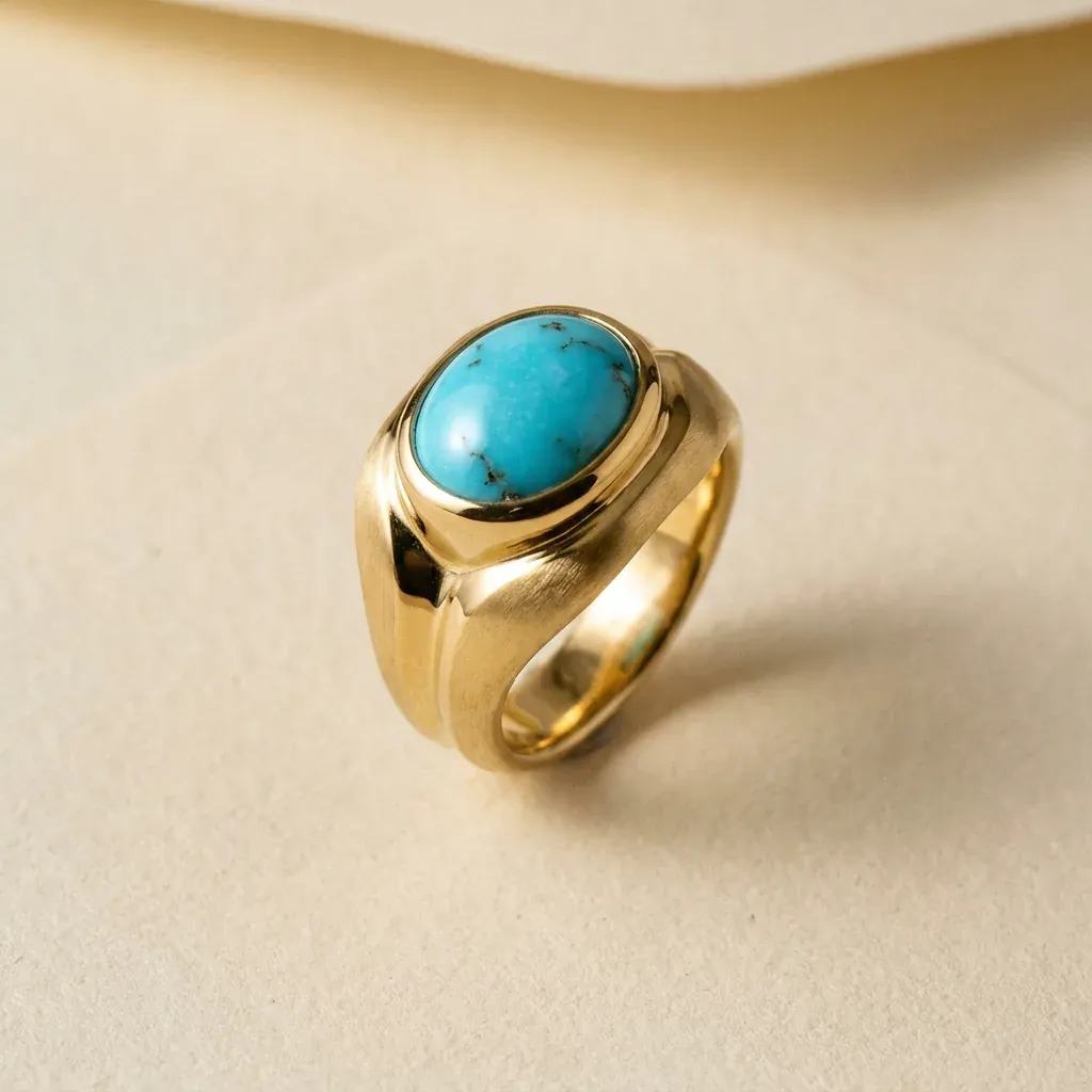 Design visualisation of the Firouzeh turquoise ring in solid gold
