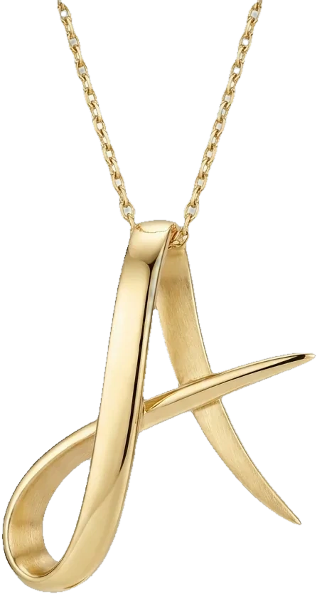 The Emza Letter Pendant, the collection’s hero piece, shown at monument scale.