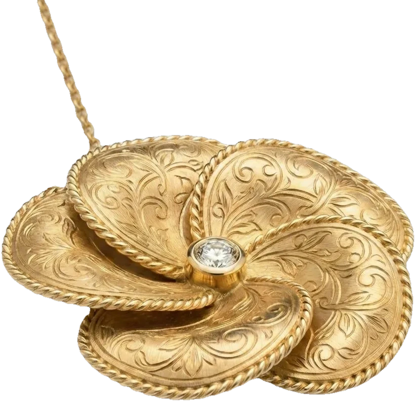 The Golestan Rose Pendant, the collection’s hero piece, shown at monument scale.