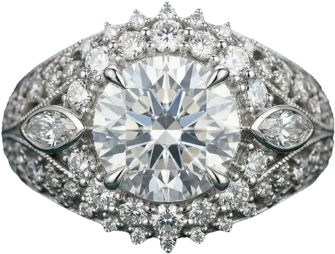 The Mahtab ring, the collection’s photographed hero piece, shown at monument scale.
